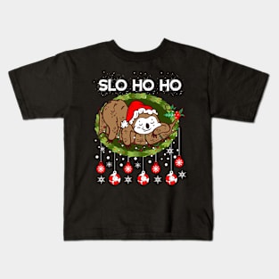 Christmas Sloth Santa Slo HO HO Kids T-Shirt